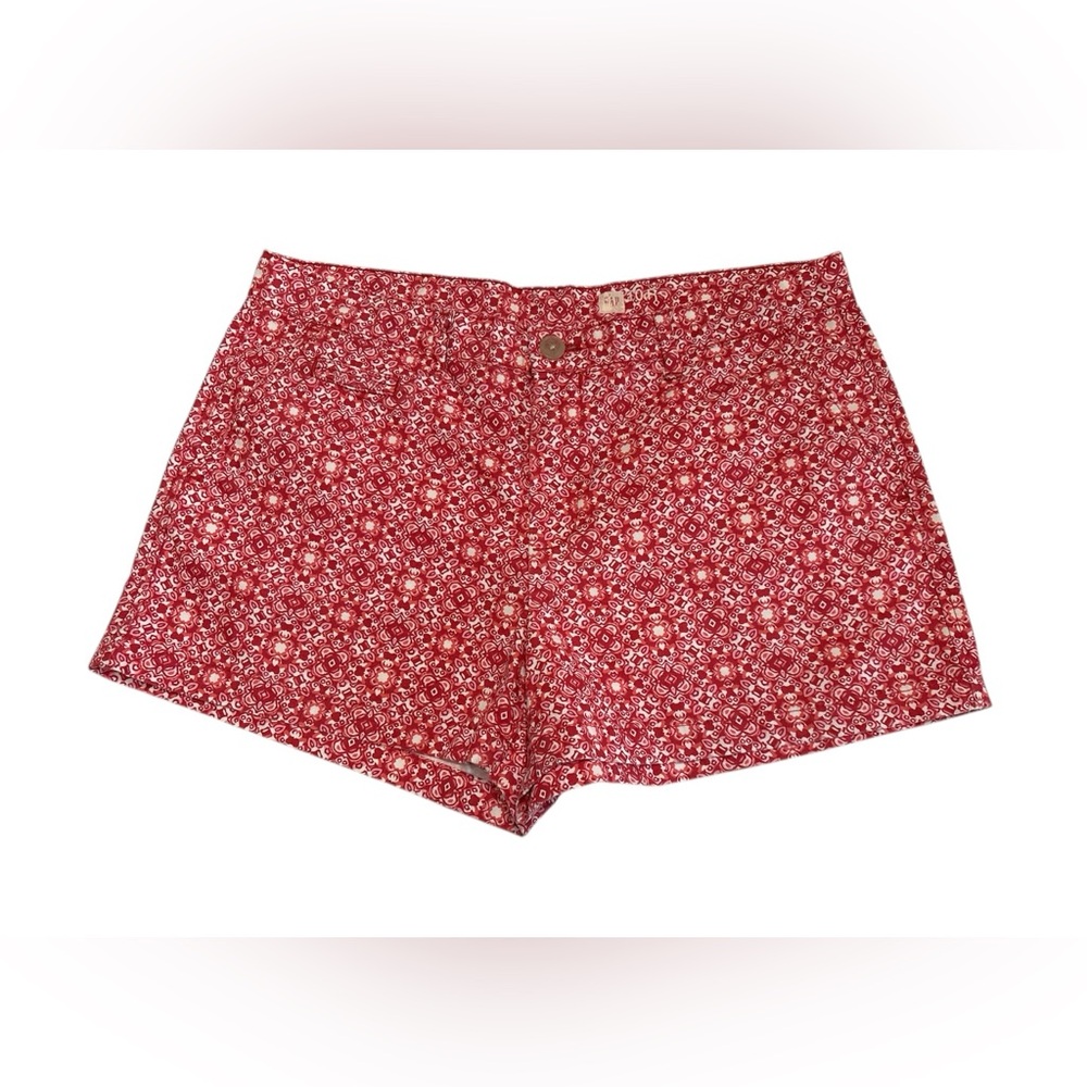 GAP Red Patterned Women's Shorts,Size 10 R,100% Cotton,Made in Pakistan